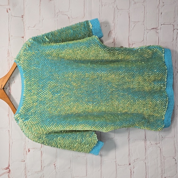 Source Unknown Tops - Teal/Lime Green Razzle Dazzle Sequin Blouse Size M